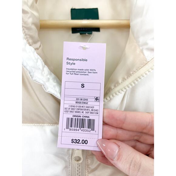 NEW Wild Fable Checkered Puffer Vest size Small Zip Front - Picture 4 of 6